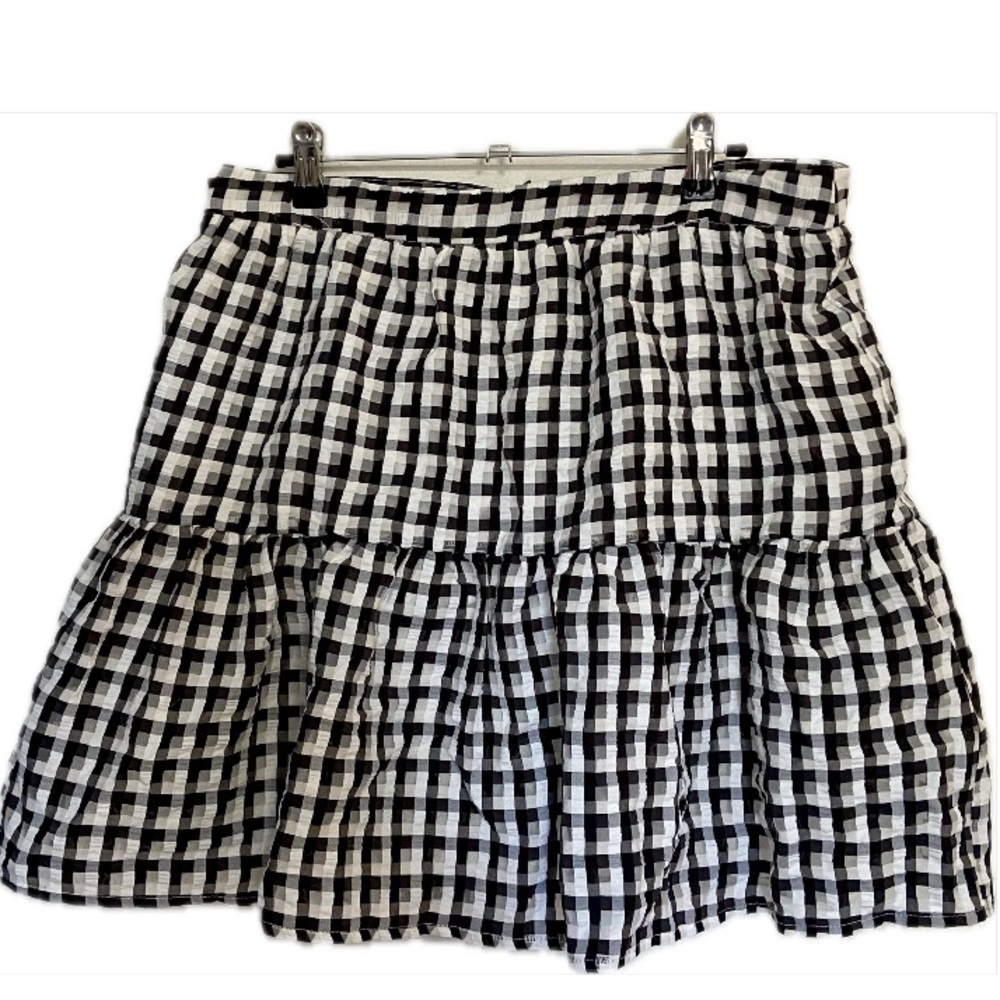 Topshop Gingham Ruffle Sheer Layer Mini Skirt
